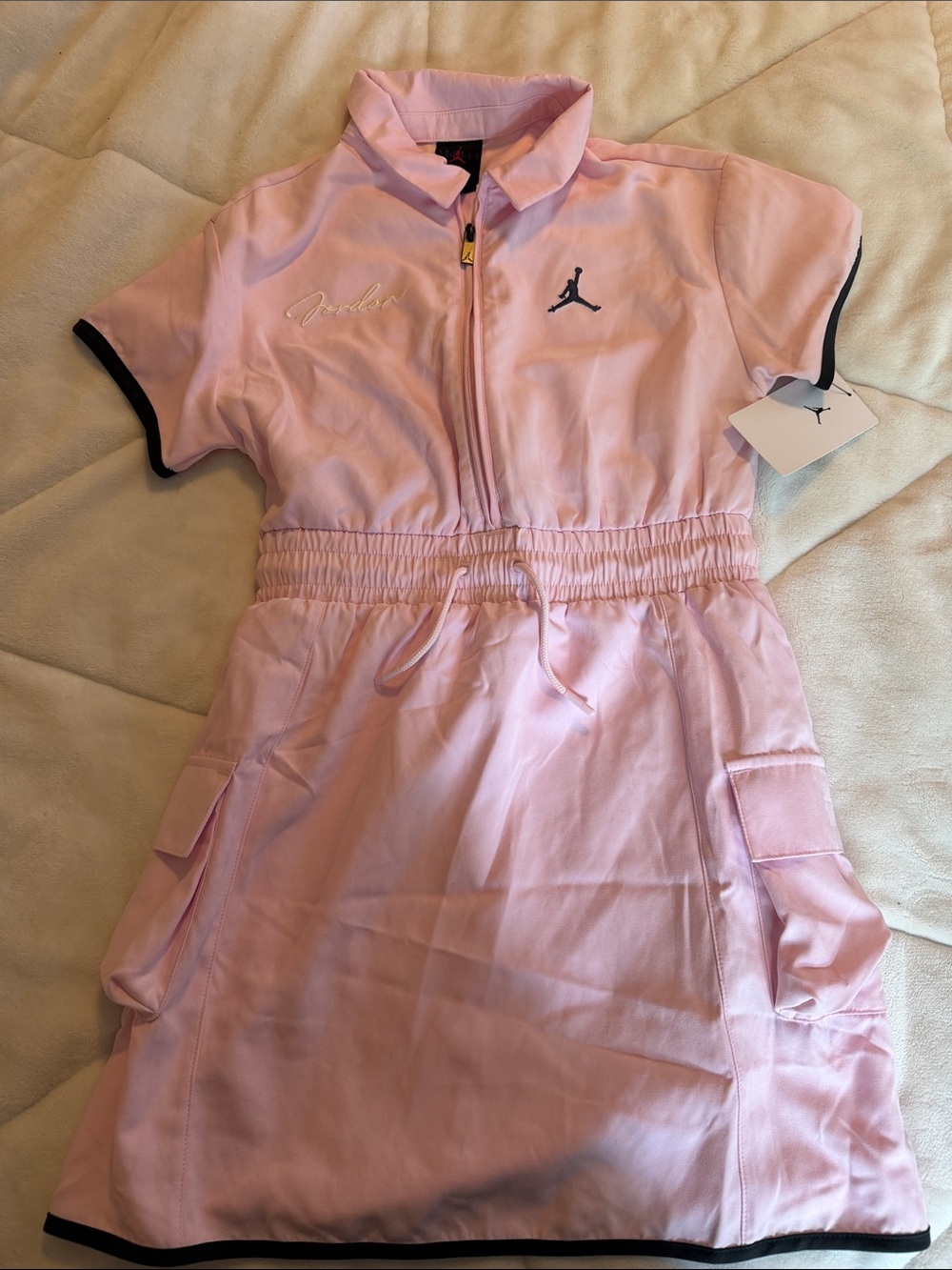 Jordan Pink Short-Sleeve Zip Skater Dress